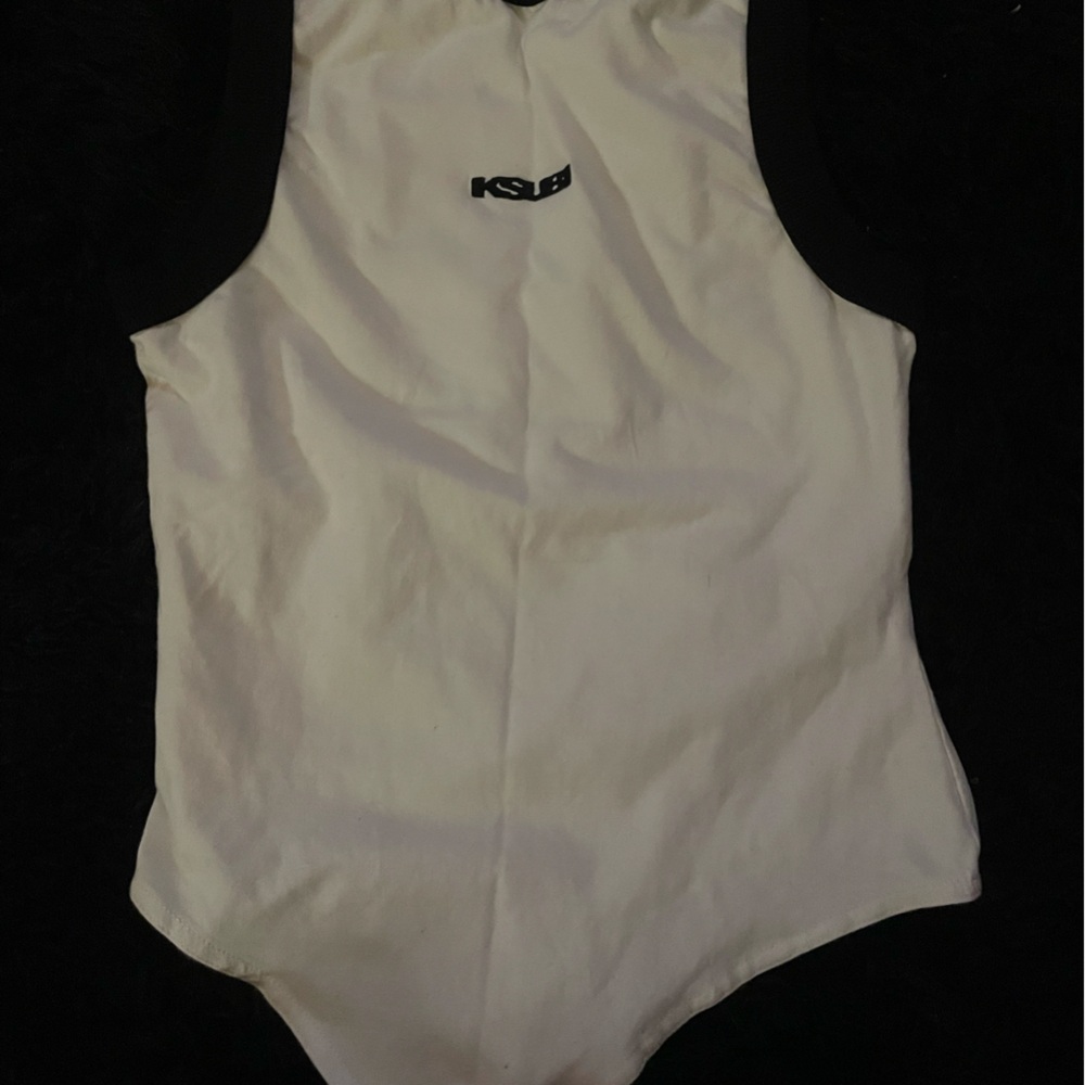 Ksubi Black and White Bodysuit with High Cut Legs
